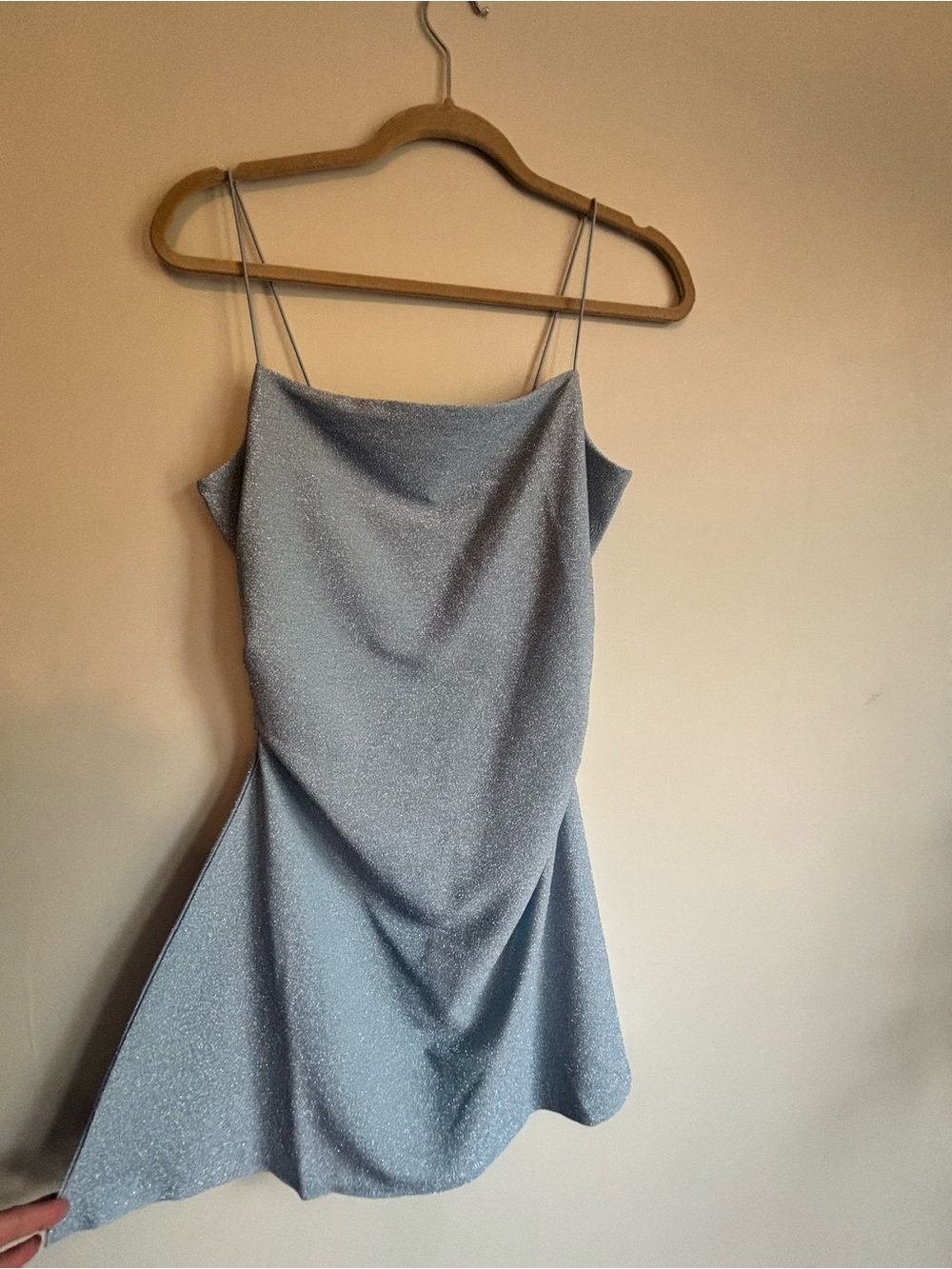 Divided Sparkle Slip Mini Dress in Light Blue